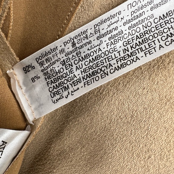 Zara Coat Camel Hooded Faux Suede Open Front Belted Pockets Size Small New - Picture 6 of 7